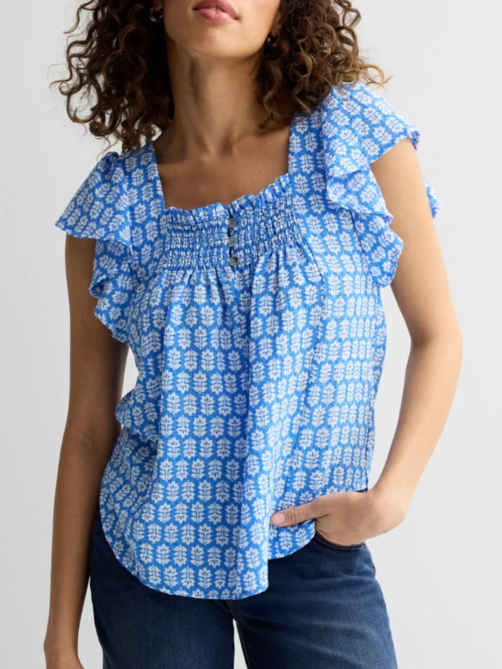Draper James Flutter Sleeve Smocked Top
